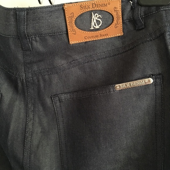 {new} soft silk denim wide legged pants beaded - Picture 6 of 6